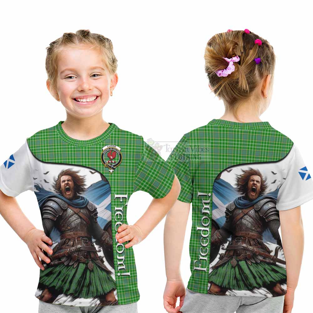 Tartan Vibes Clothing Currie Crest Tartan Kid T-Shirt Inspired by the Freedom of Scottish Warrior