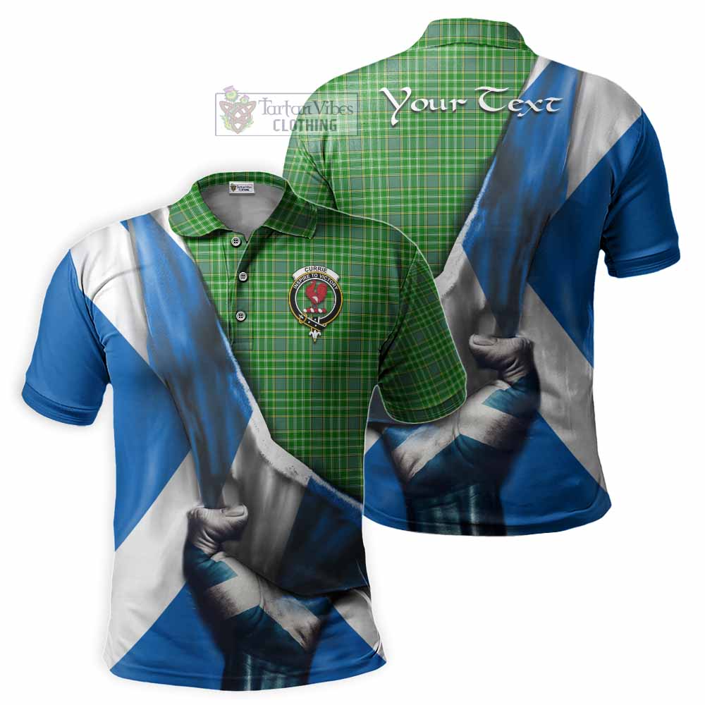 Tartan Vibes Clothing Currie Tartan Polo Shirt with Family Crest Scotland Patriotic Style