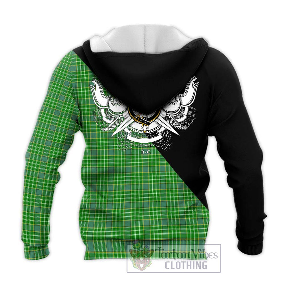 Currie Tartan Knitted Hoodie with Family Crest and Military Logo Style - Tartanvibesclothing Shop