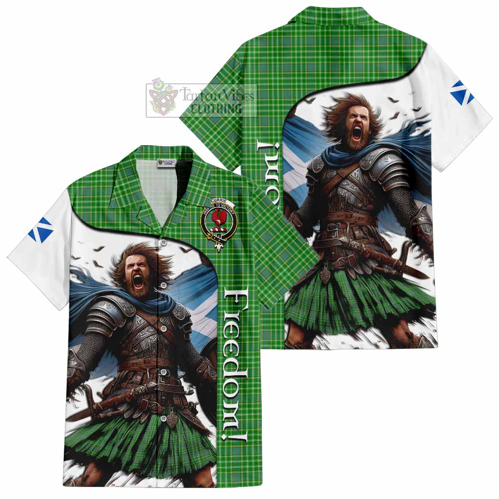 Tartan Vibes Clothing Currie Crest Tartan Short Sleeve Button Shirt Inspired by the Freedom of Scottish Warrior