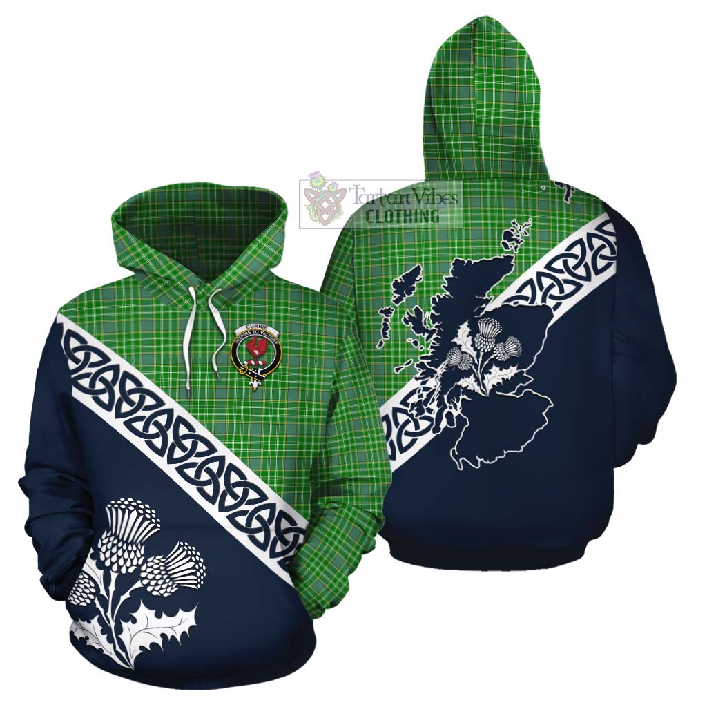 Currie Tartan Cotton Hoodie Featuring Thistle and Scotland Map Zip Hoodie - Tartan Vibes Clothing