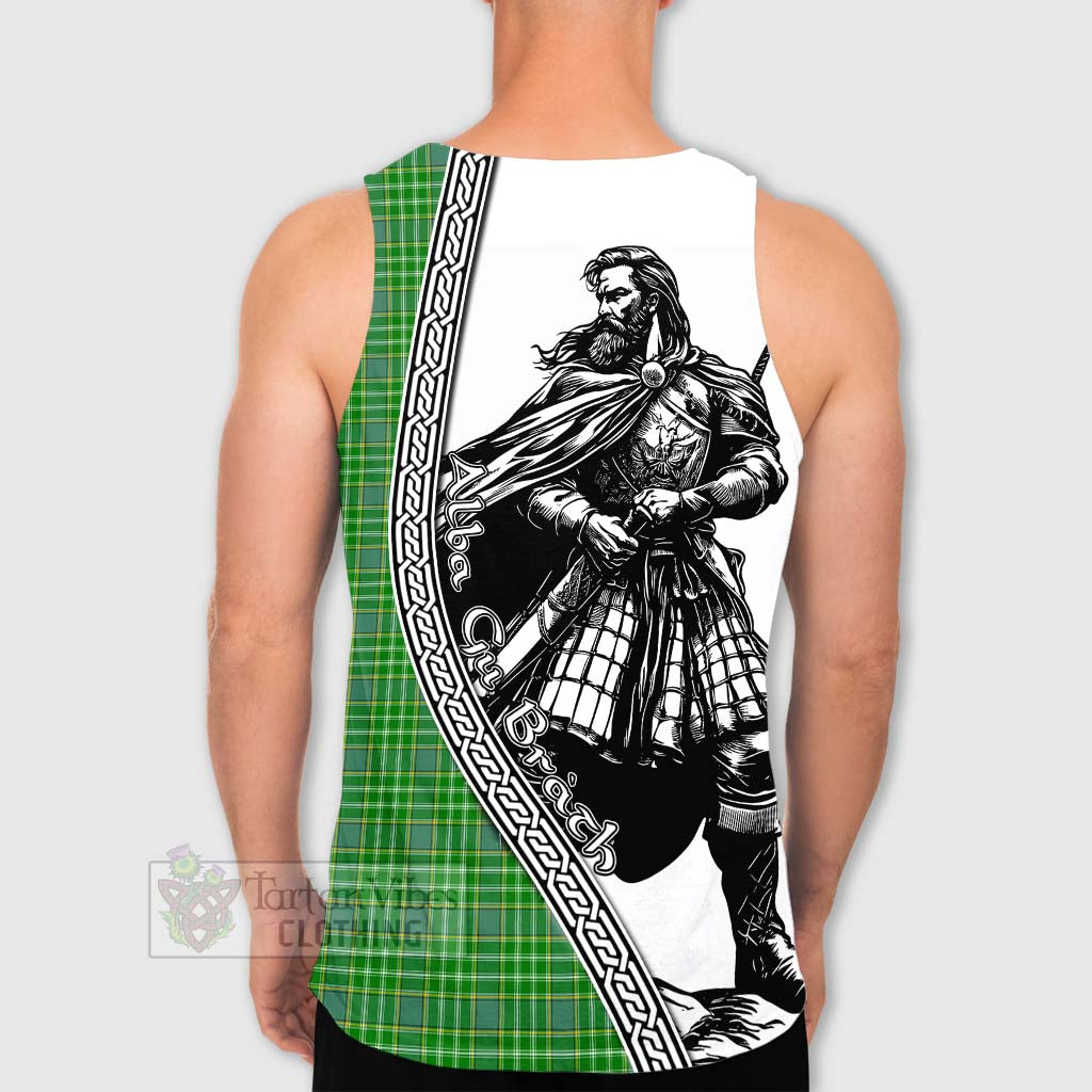 Tartan Vibes Clothing Currie Tartan Clan Crest Men's Tank Top with Highlander Warrior Celtic Style