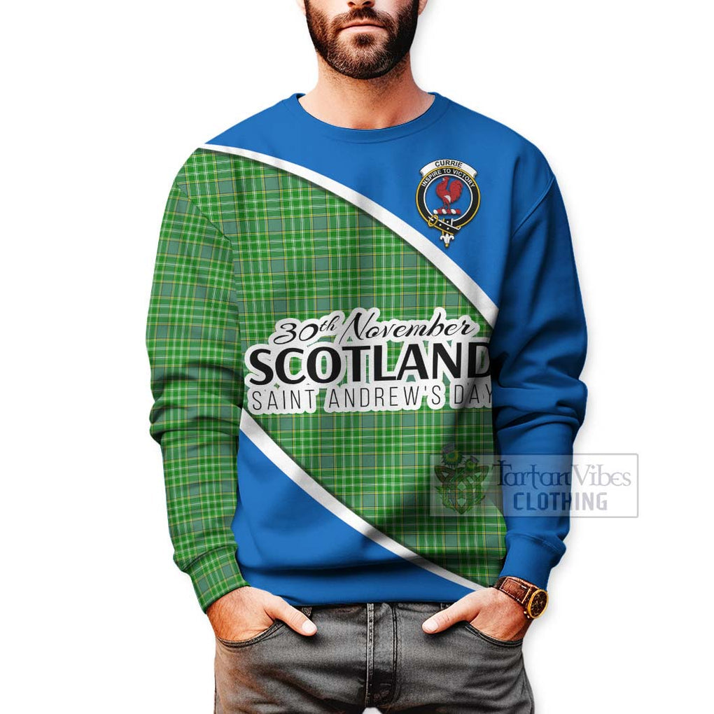 Tartan Vibes Clothing Currie Family Crest Tartan Sweatshirt Celebrate Saint Andrew's Day in Style