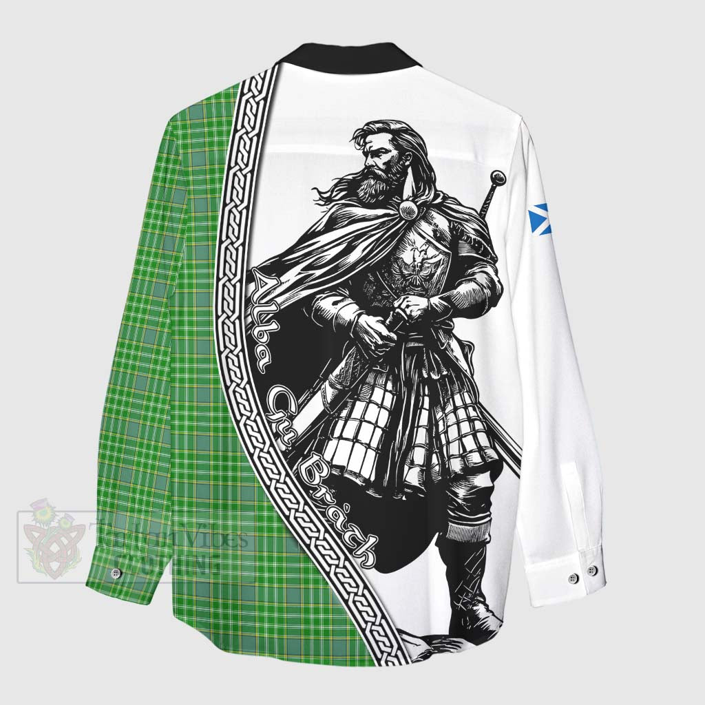 Tartan Vibes Clothing Currie Tartan Clan Crest Women's Casual Shirt with Highlander Warrior Celtic Style