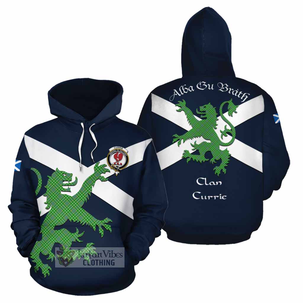 Tartan Vibes Clothing Currie Tartan Lion Rampant Cotton Hoodie Proudly Display Your Heritage with Alba Gu Brath and Clan Name