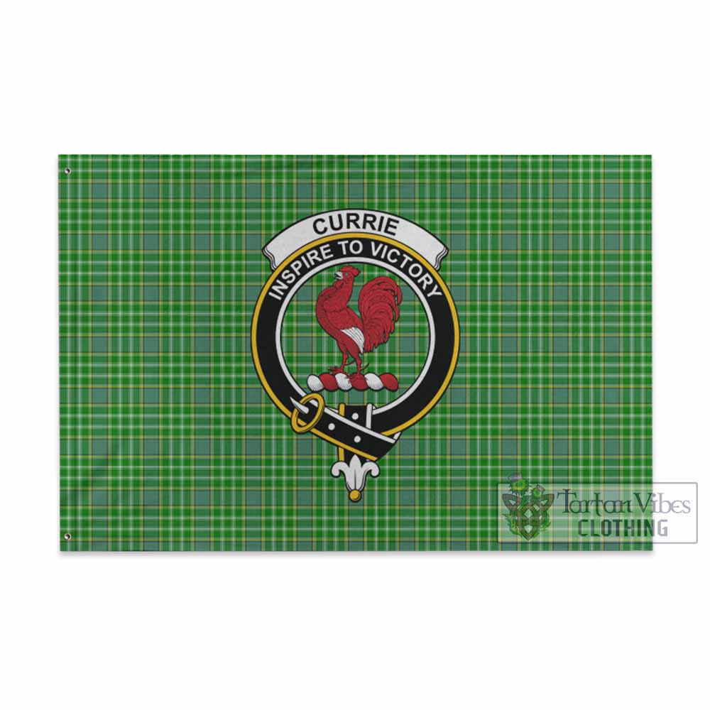 Tartan Vibes Clothing Currie Tartan House Flag with Family Crest