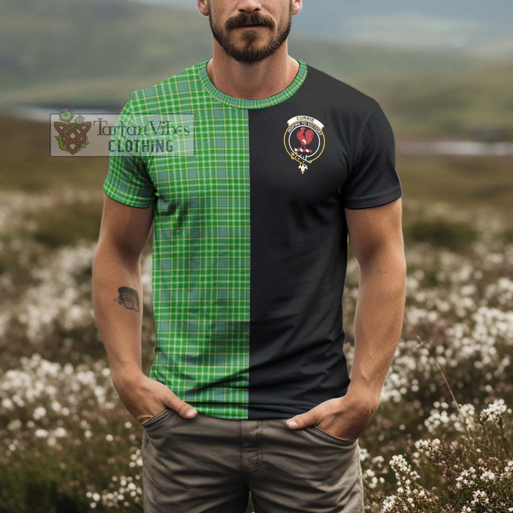 Currie Tartan T-Shirt with Family Crest and Half Of Me Style - Tartanvibesclothing Shop