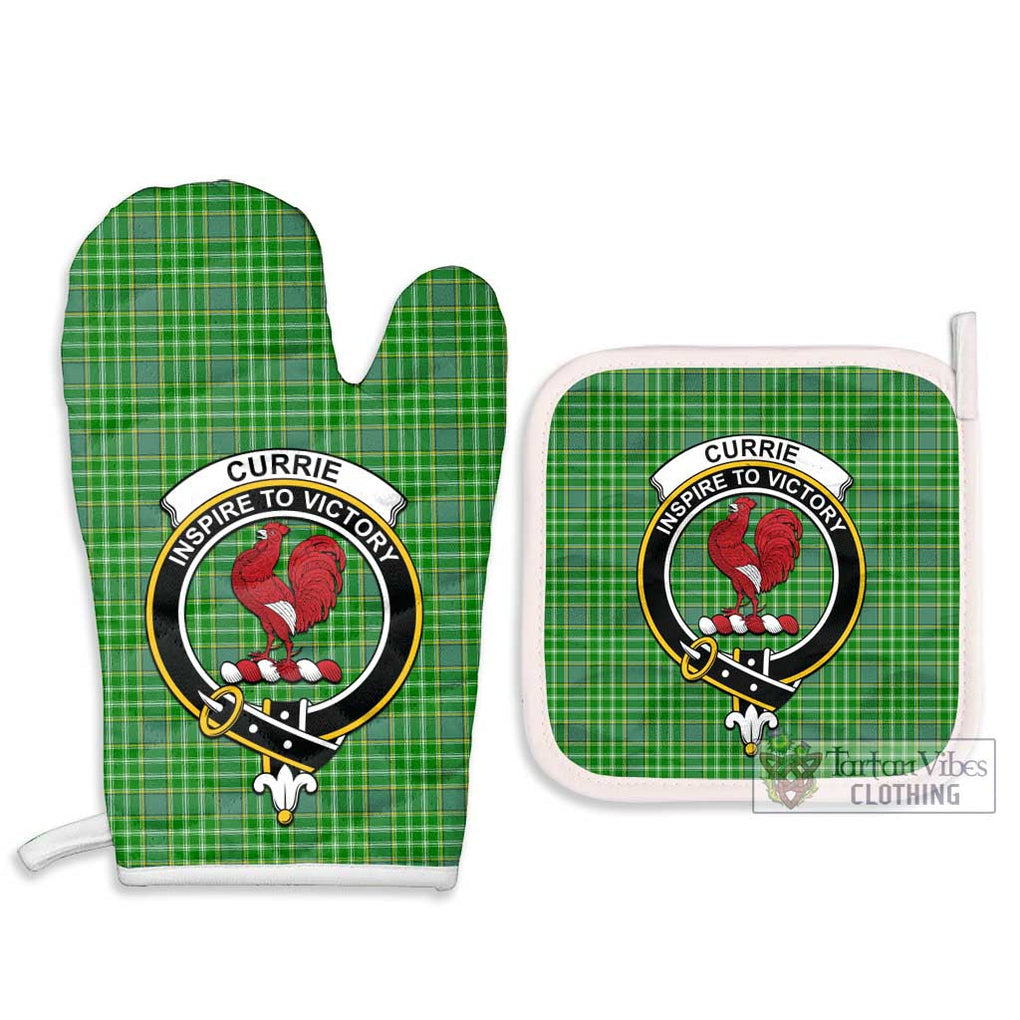 Currie Tartan Combo Oven Mitt & Pot-Holder with Family Crest Combo 1 Oven Mitt & 2 Pot-Holder White - Tartan Vibes Clothing