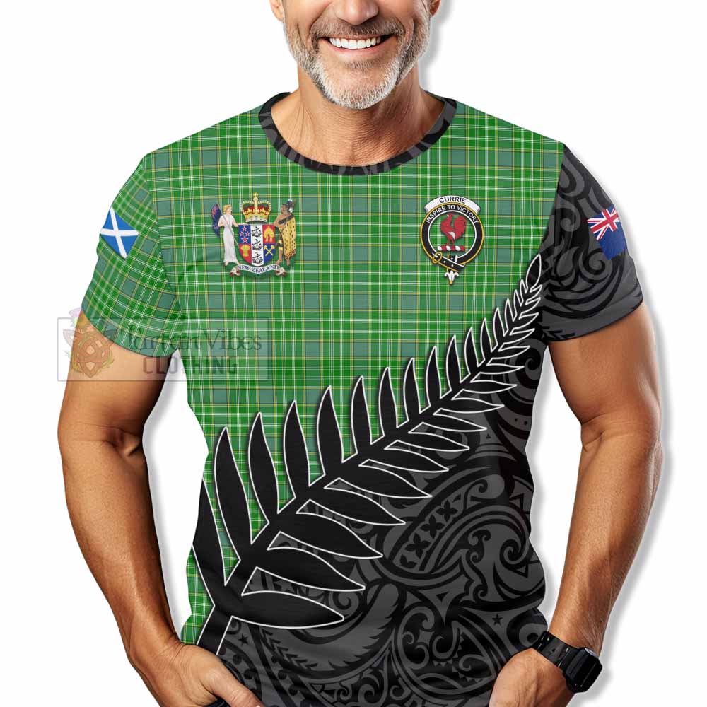 Tartan Vibes Clothing Currie Crest Tartan T-Shirt with New Zealand Silver Fern Half Style