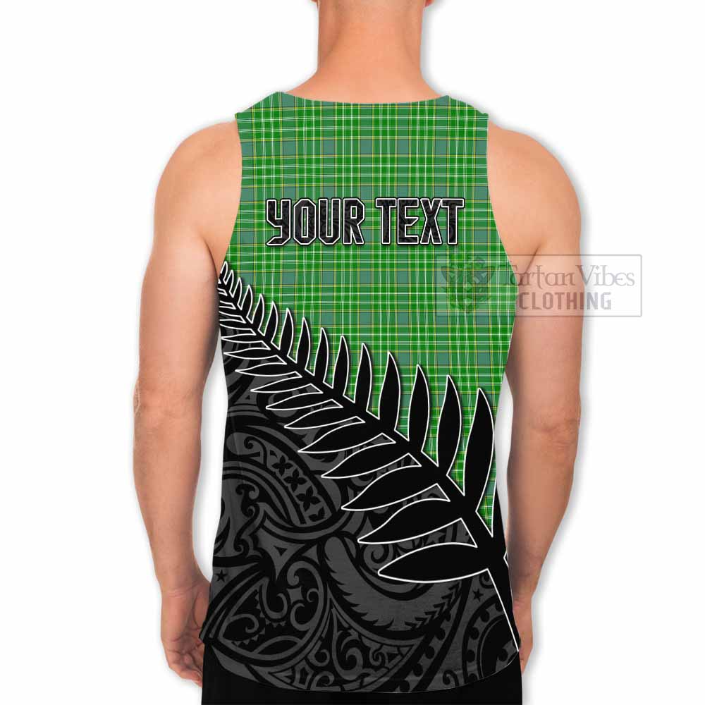 Tartan Vibes Clothing Currie Crest Tartan Men's Tank Top with New Zealand Silver Fern Half Style