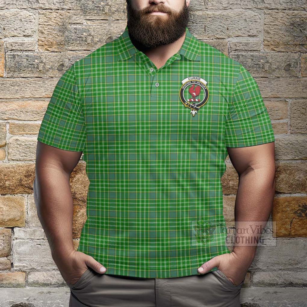 Tartan Vibes Clothing Currie Tartan Polo Shirt with Family Crest Celtic Skull Style