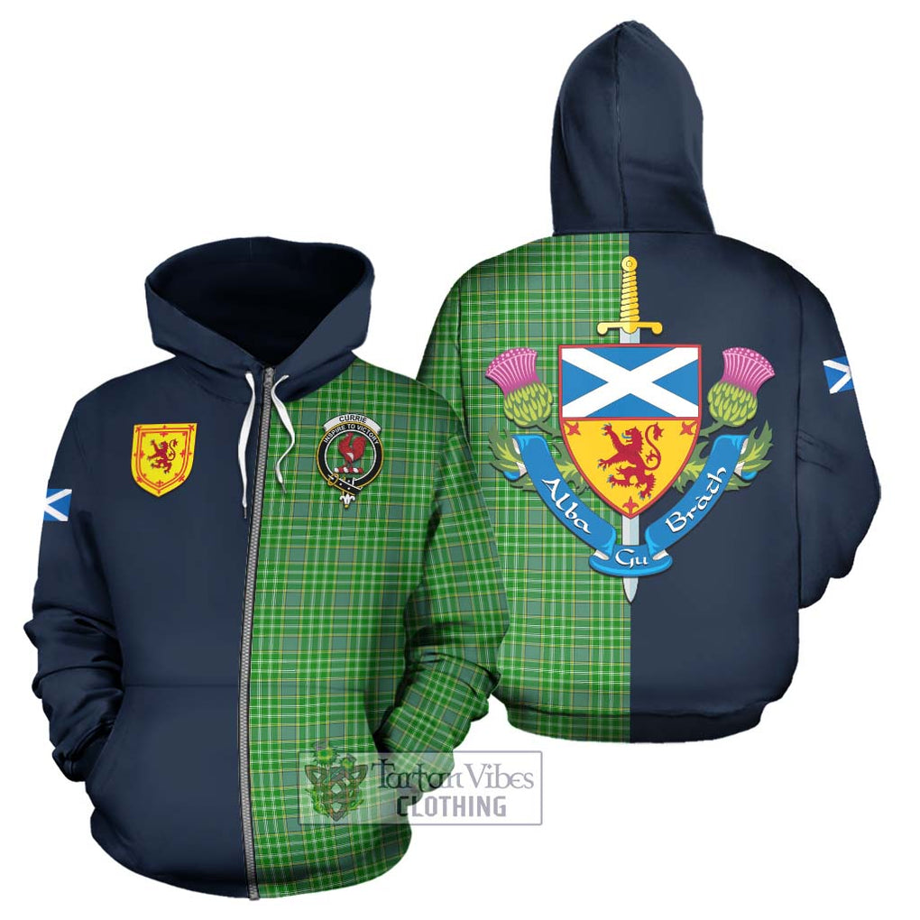 Tartan Vibes Clothing Currie Tartan Hoodie with Scottish Lion Royal Arm Half Style