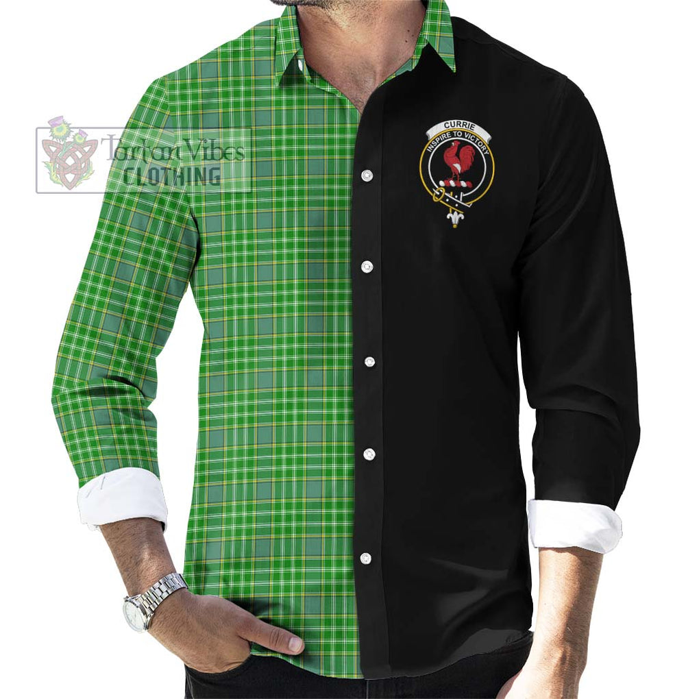 Currie Tartan Long Sleeve Button Shirt with Family Crest and Half Of Me Style - Tartanvibesclothing Shop