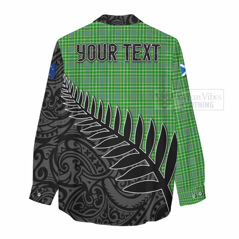 Tartan Vibes Clothing Currie Crest Tartan Women's Casual Shirt with New Zealand Silver Fern Half Style