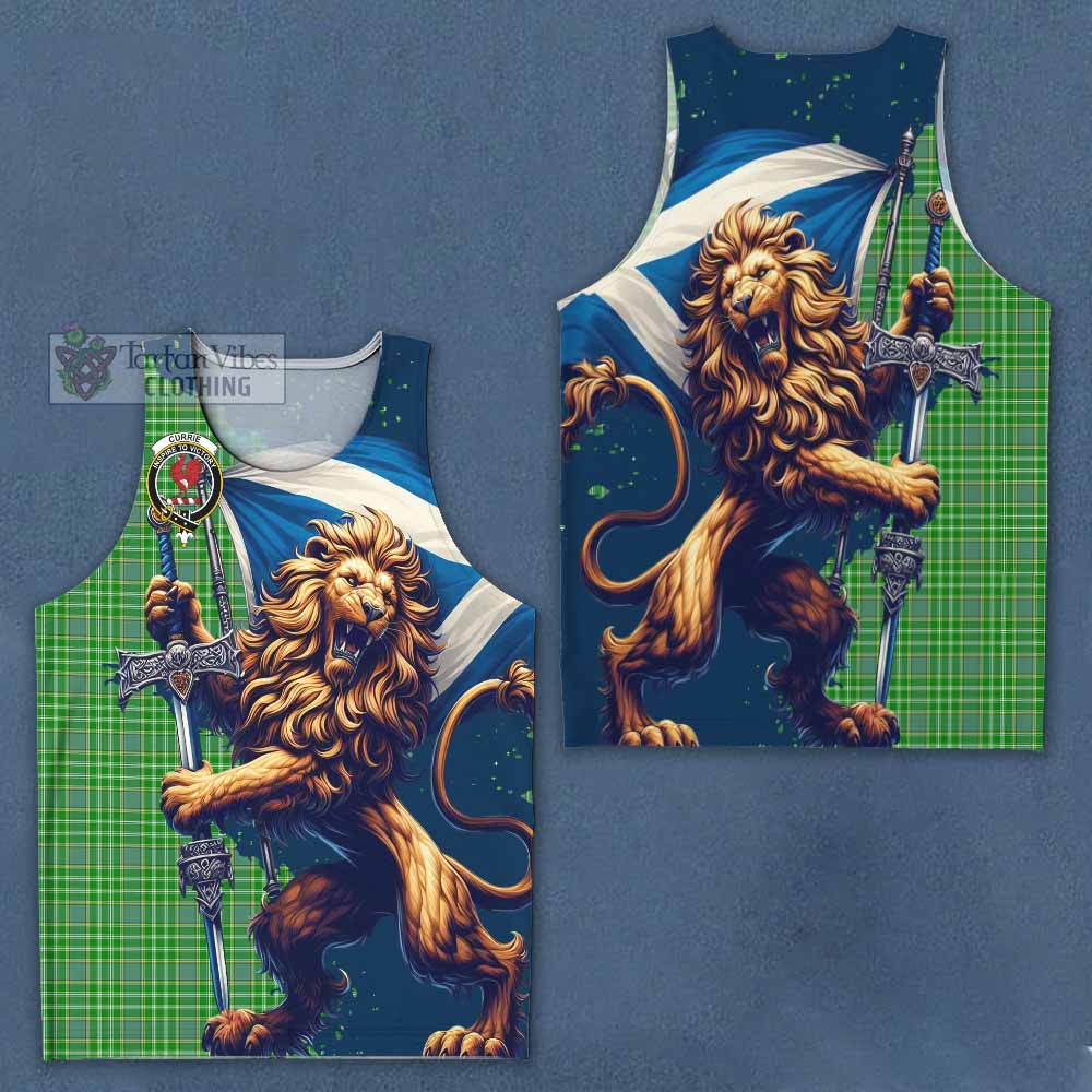 Tartan Vibes Clothing Currie Tartan Family Crest Men's Tank Top with Scottish Majestic Lion