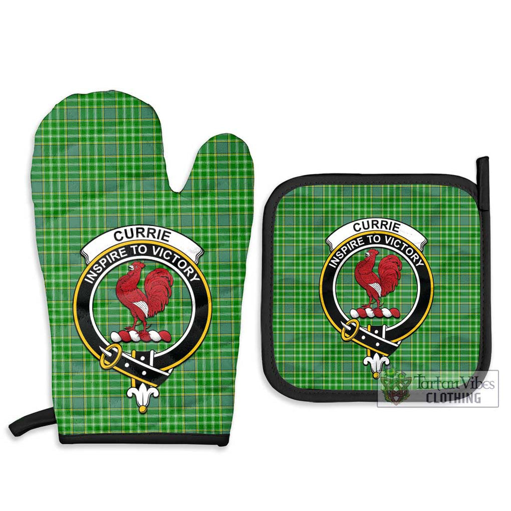 Currie Tartan Combo Oven Mitt & Pot-Holder with Family Crest Combo 1 Oven Mitt & 2 Pot-Holder Black - Tartan Vibes Clothing