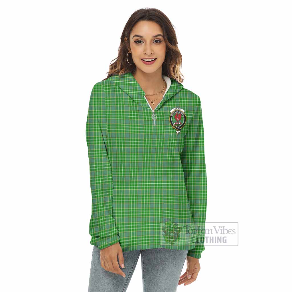 Tartan Vibes Clothing Currie Tartan Crest Women's Borg  Half Zip Fleece Hoodie