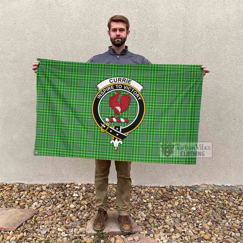 Tartan Vibes Clothing Currie Tartan House Flag with Family Crest