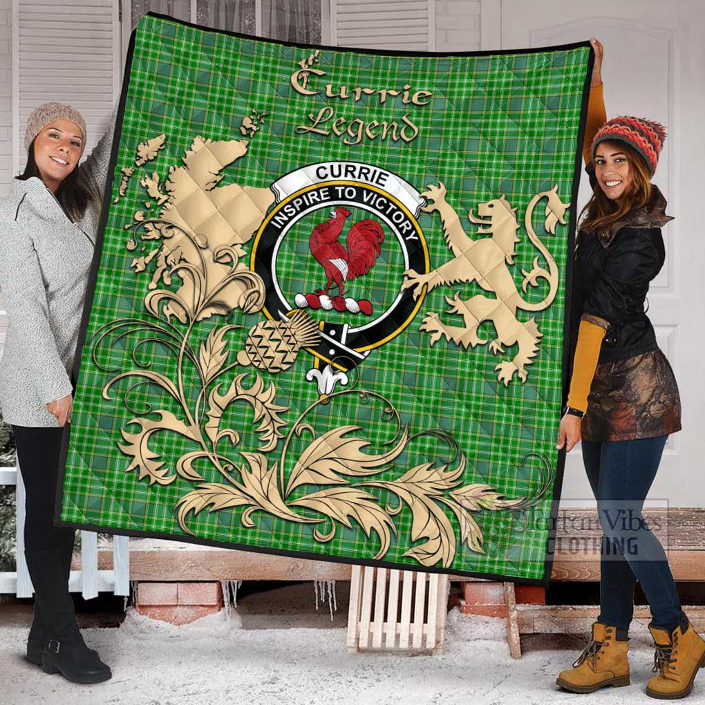 Tartan Vibes Clothing Currie Tartan Quilt with Family Crest and Scottish Symbol Style