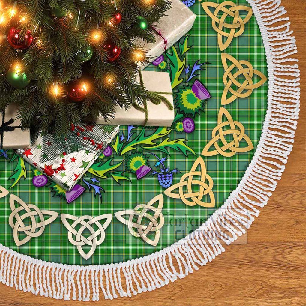 Tartan Vibes Clothing Currie Tartan Christmas Tree Skirt with Thistle Celtic Knot Style