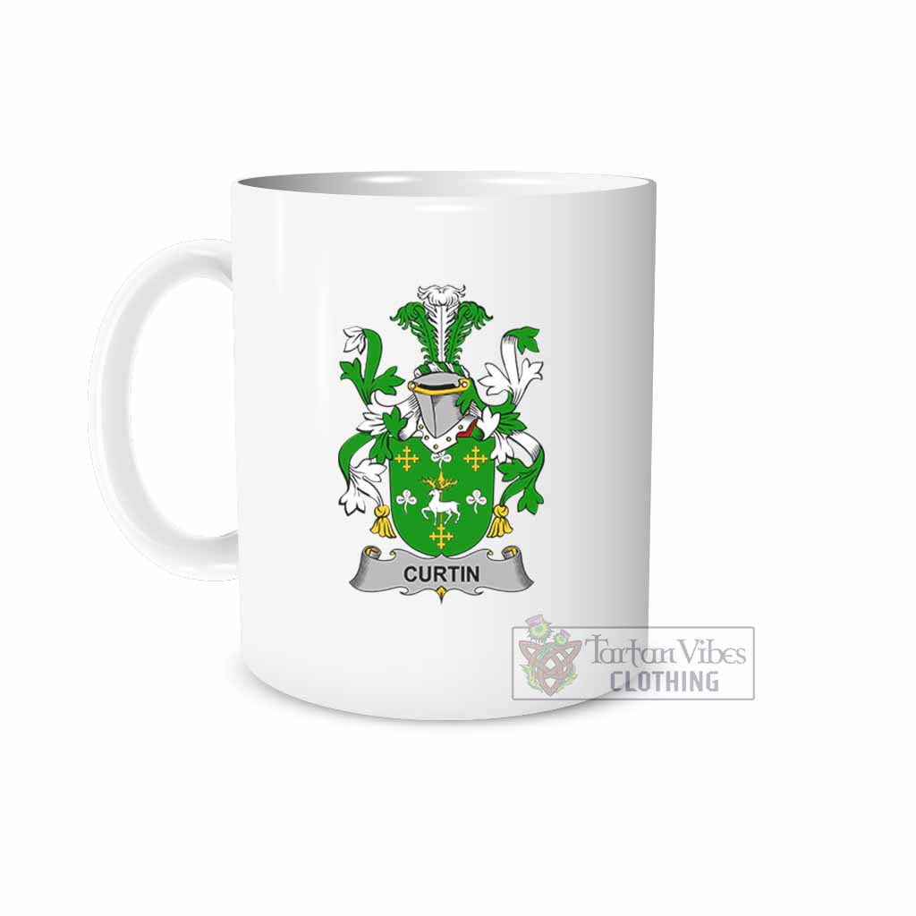 Curtin Irish Clan Coat of Arms Ceramic Mug White - 2D-tartanvibesclothing