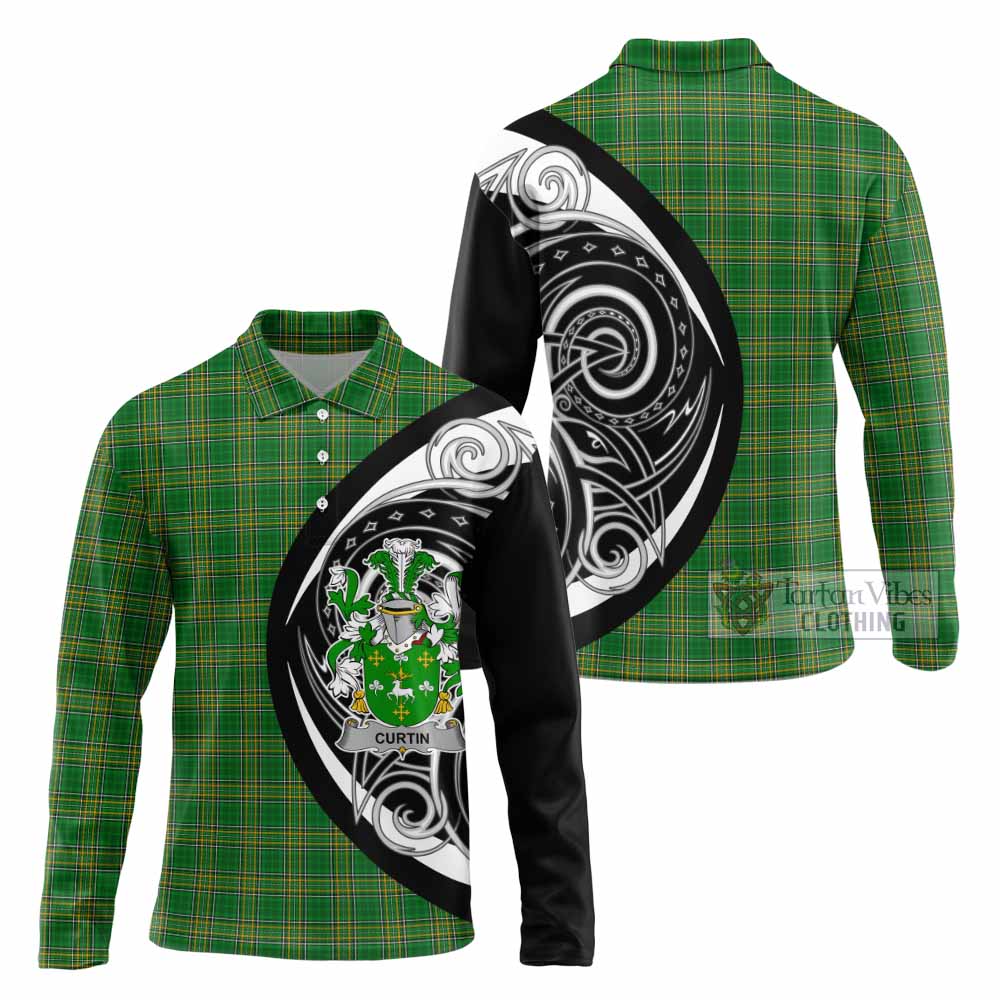 Curtin Irish Clan Long Sleeve Polo Shirt Celtic Circle Style - Tartan Vibes Clothing