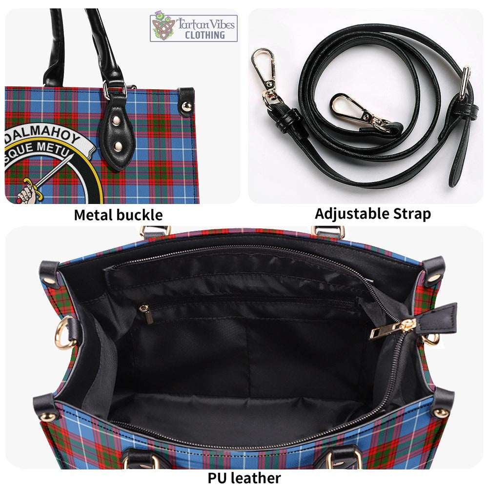 Tartan Vibes Clothing Dalmahoy Tartan Luxury Leather Handbags with Family Crest