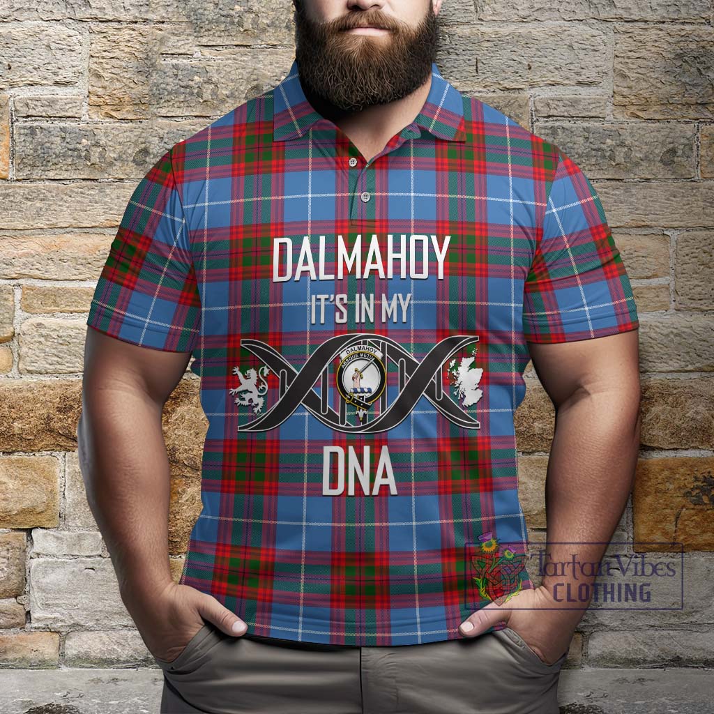 Tartan Vibes Clothing Dalmahoy Tartan Polo Shirt with Family Crest DNA In Me Style