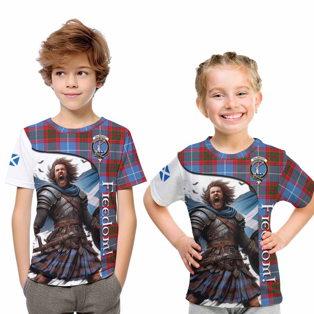 Tartan Vibes Clothing Dalmahoy Crest Tartan Kid T-Shirt Inspired by the Freedom of Scottish Warrior