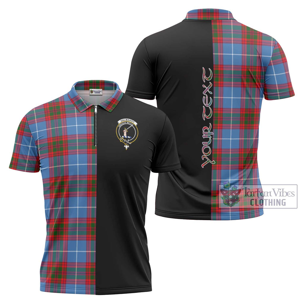 Dalmahoy Tartan Zipper Polo Shirt with Family Crest and Half Of Me Style Unisex - Tartanvibesclothing Shop