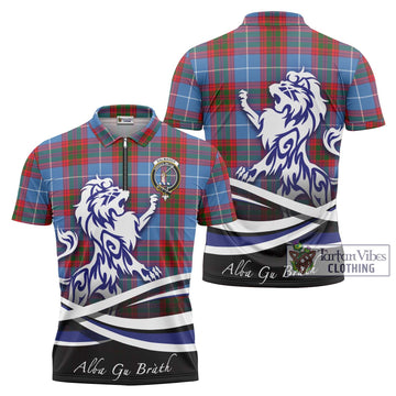 Dalmahoy Tartan Zipper Polo Shirt with Alba Gu Brath Regal Lion Emblem