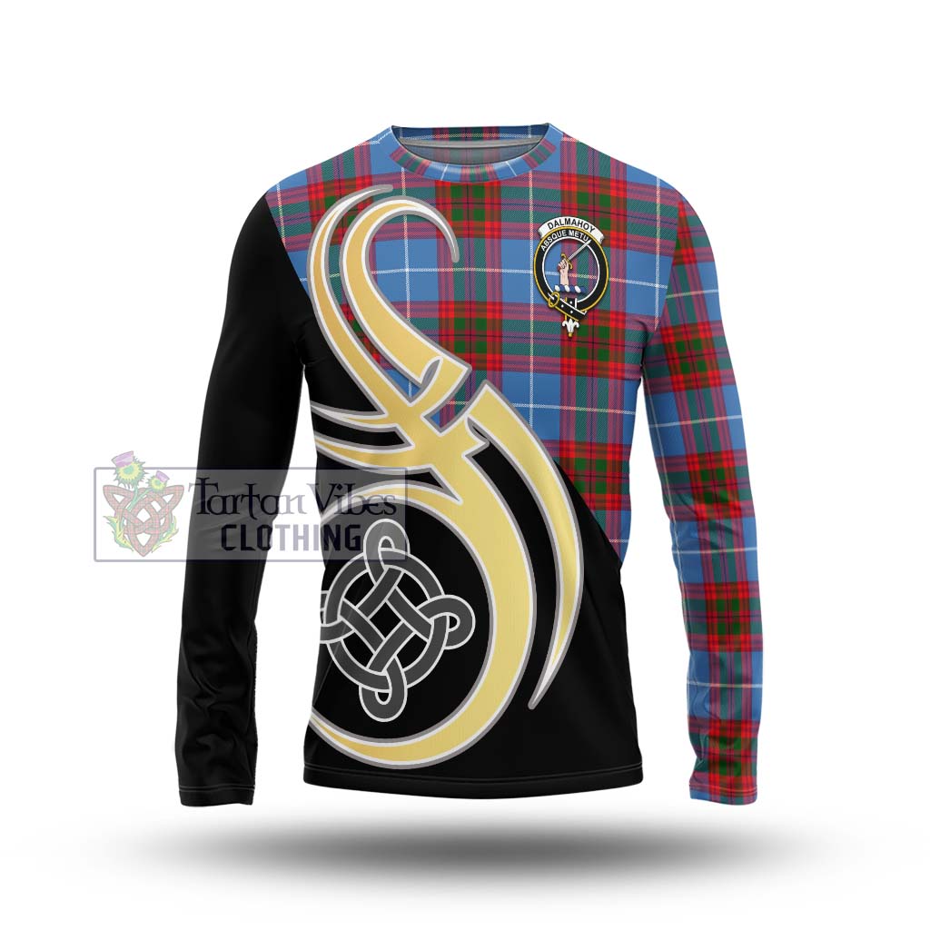 Dalmahoy Tartan Long Sleeve T-Shirt with Family Crest and Celtic Symbol Style Unisex - Tartan Vibes Clothing