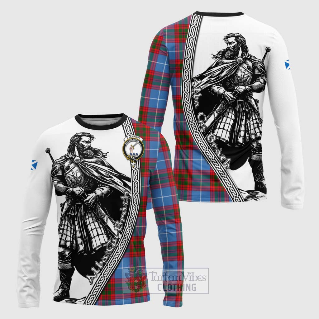 Tartan Vibes Clothing Dalmahoy Tartan Clan Crest Long Sleeve T-Shirt with Highlander Warrior Celtic Style