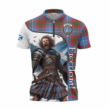 Dalmahoy Crest Tartan Zipper Polo Shirt Inspired by the Freedom of Scottish Warrior