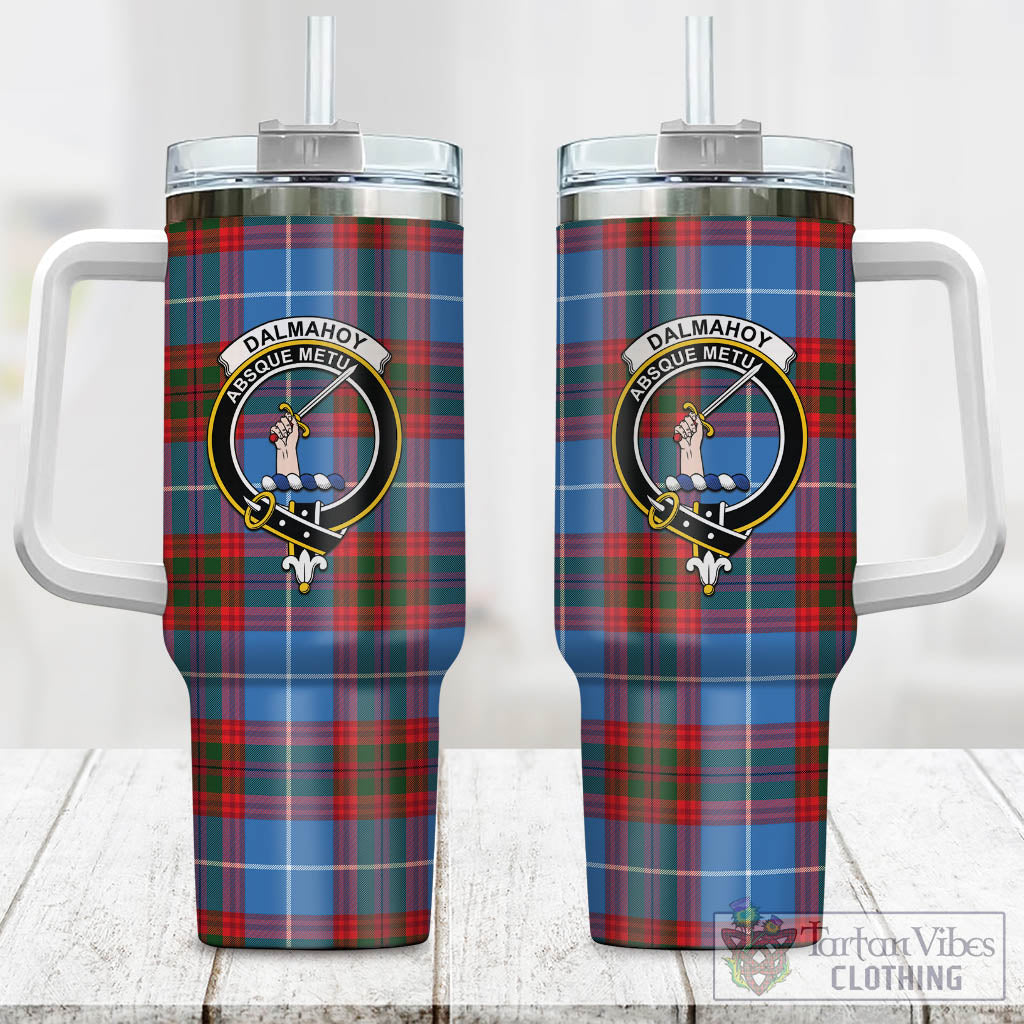 Tartan Vibes Clothing Dalmahoy Tartan and Family Crest Tumbler with Handle