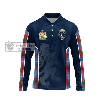 Dalmahoy Tartan Long Sleeve Polo Shirt with Family Crest and Lion Rampant Vibes Sport Style