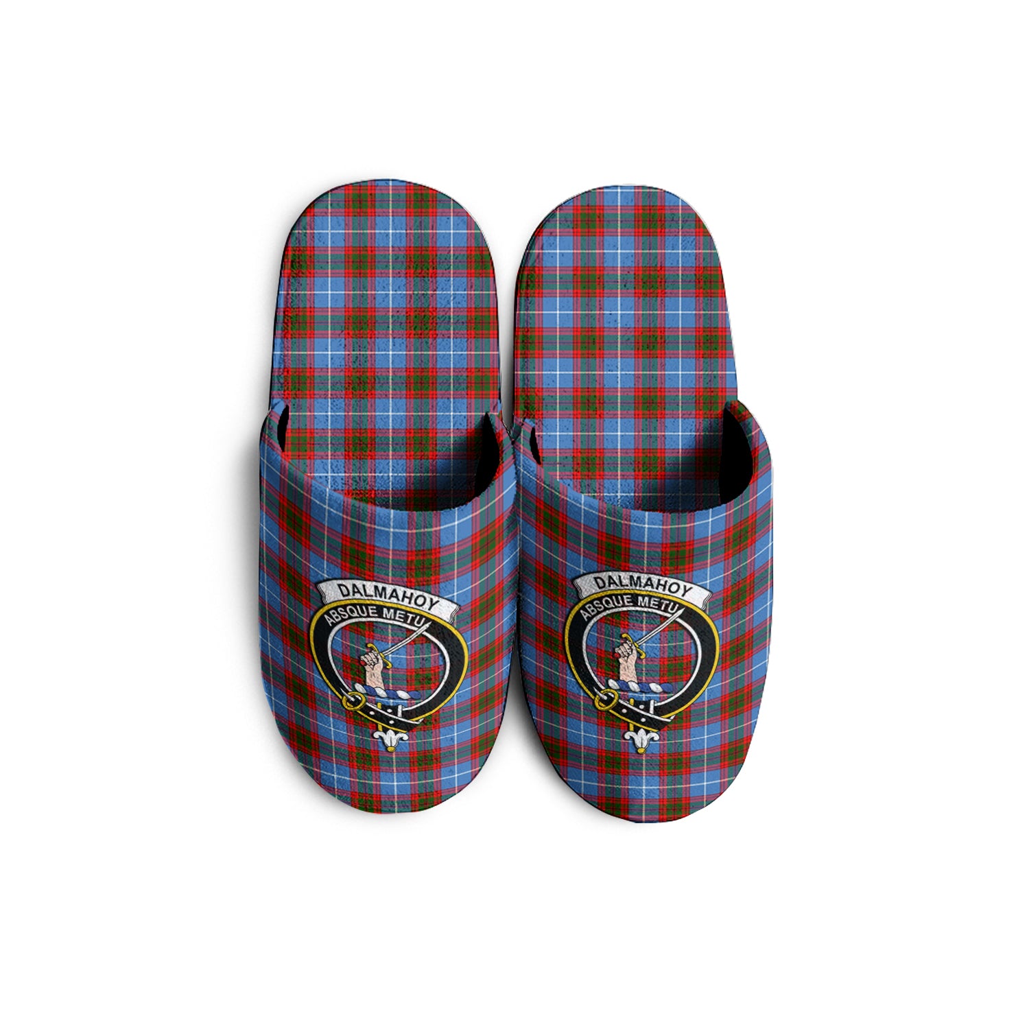 Dalmahoy Tartan Home Slippers with Family Crest - Tartanvibesclothing