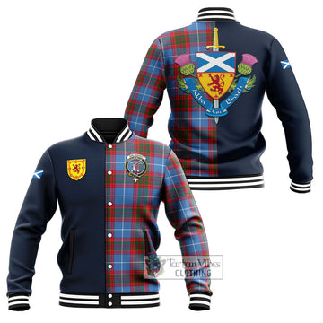 Dalmahoy Tartan Baseball Jacket Alba with Scottish Lion Royal Arm Half Style