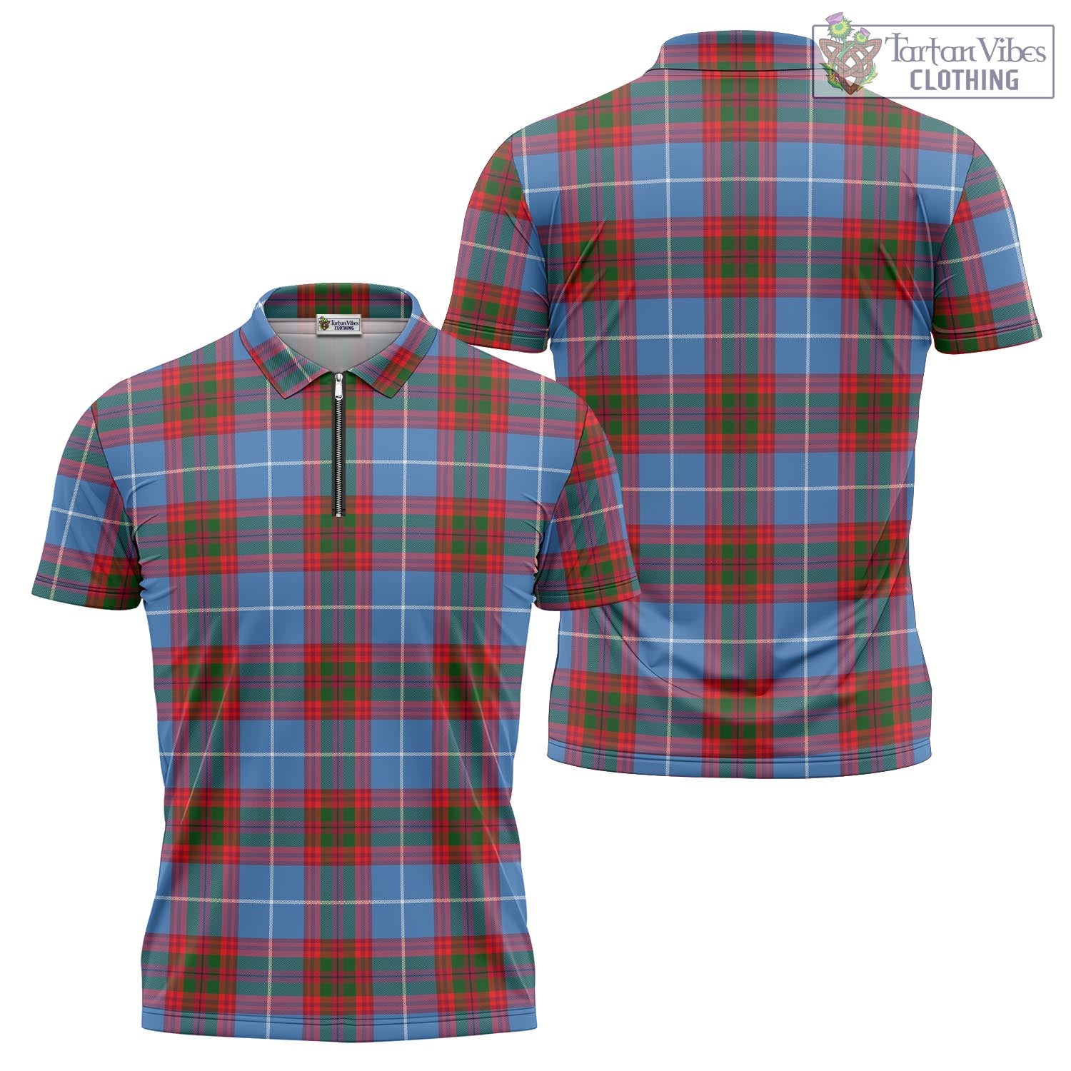 Tartan Vibes Clothing Dalmahoy Tartan Zipper Polo Shirt