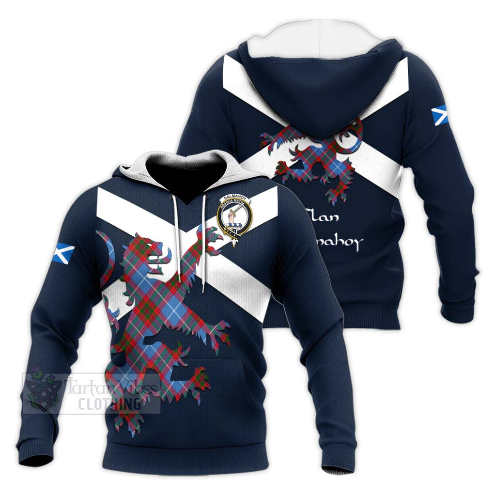 Tartan Vibes Clothing Dalmahoy Tartan Lion Rampant Knitted Hoodie – Proudly Display Your Heritage with Alba Gu Brath and Clan Name