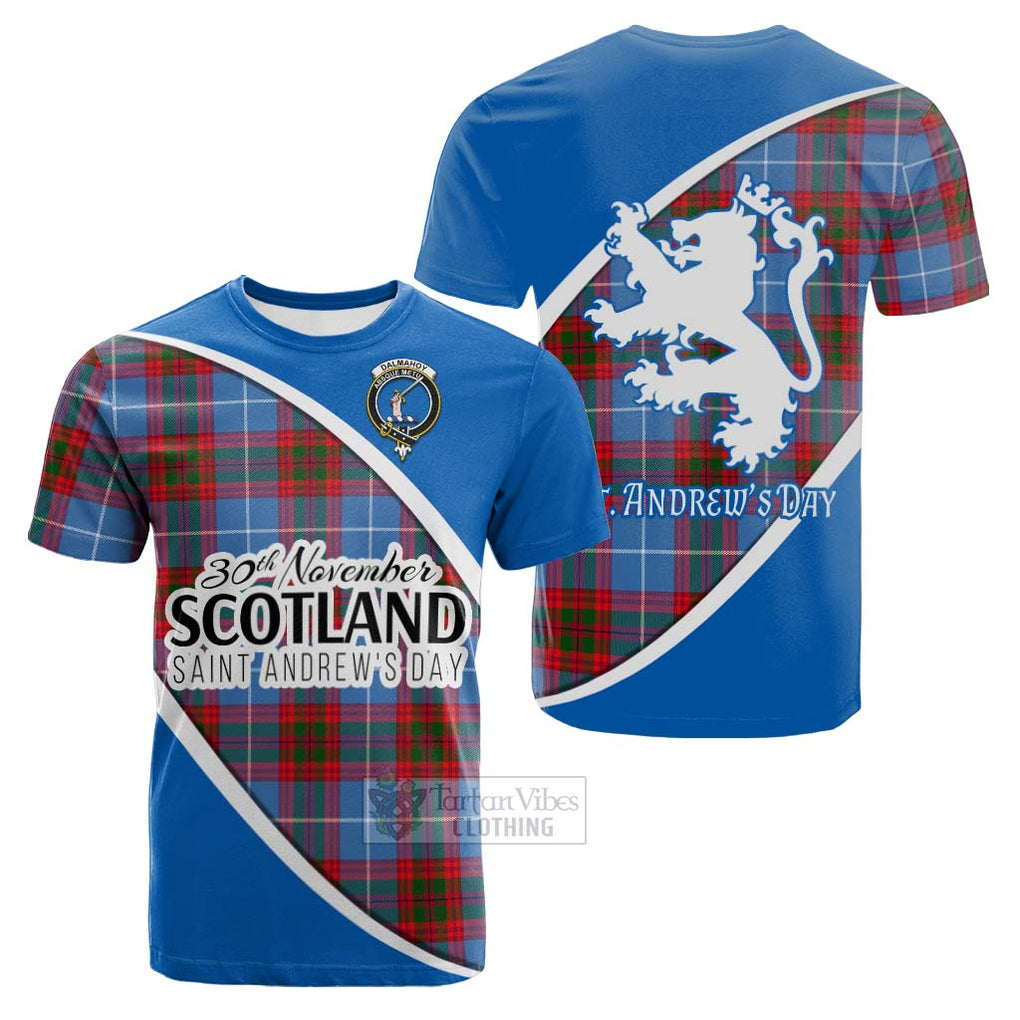 Tartan Vibes Clothing Dalmahoy Family Crest Tartan Cotton T-shirt Celebrate Saint Andrew's Day in Style