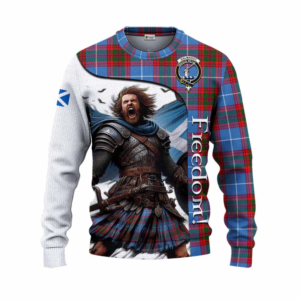 Tartan Vibes Clothing Dalmahoy Crest Tartan Knitted Sweater Inspired by the Freedom of Scottish Warrior