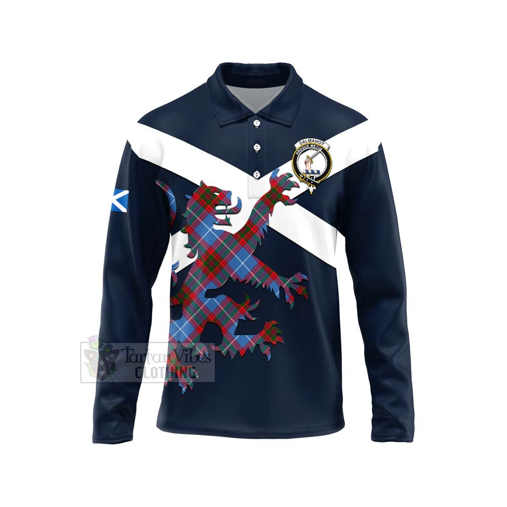 Tartan Vibes Clothing Dalmahoy Tartan Lion Rampant Long Sleeve Polo Shirt – Proudly Display Your Heritage with Alba Gu Brath and Clan Name