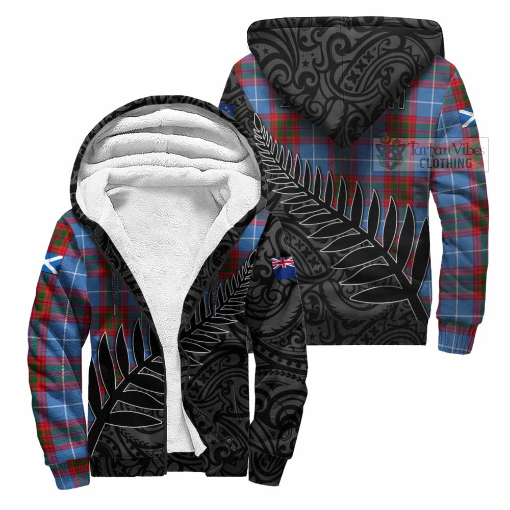 Tartan Vibes Clothing Dalmahoy Crest Tartan Sherpa Hoodie with New Zealand Silver Fern Half Style