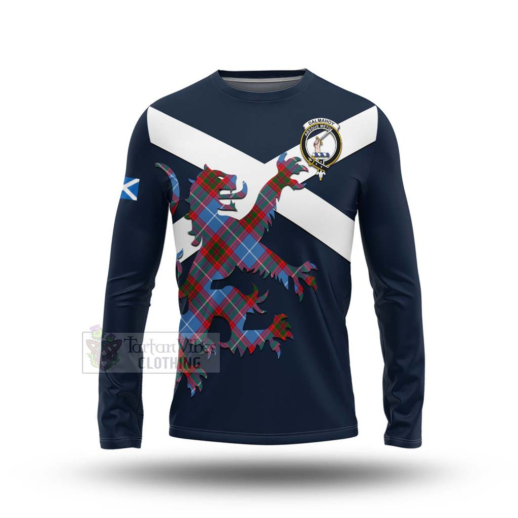 Tartan Vibes Clothing Dalmahoy Tartan Lion Rampant Long Sleeve T-Shirt – Proudly Display Your Heritage with Alba Gu Brath and Clan Name