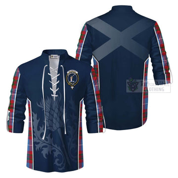 Dalmahoy Tartan Ghillie Kilt Shirt with Family Crest and Scottish Thistle Vibes Sport Style