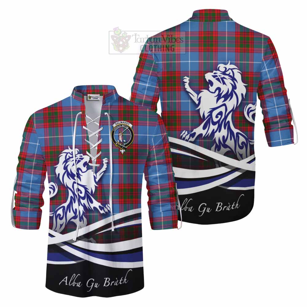 Tartan Vibes Clothing Dalmahoy Tartan Ghillie Kilt Shirt with Alba Gu Brath Regal Lion Emblem