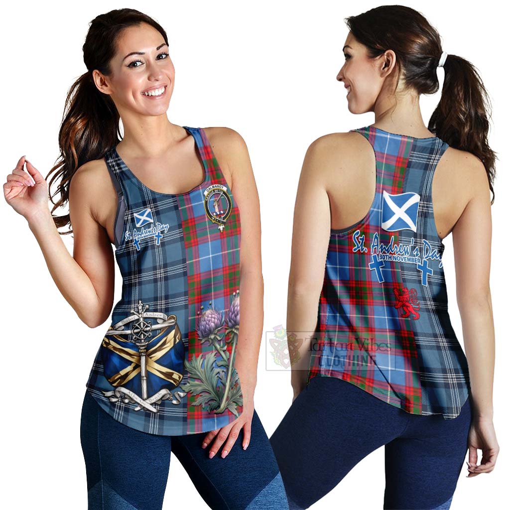 Tartan Vibes Clothing Dalmahoy Tartan Women's Racerback Tanks Happy St. Andrew's Day Half Tartan Style