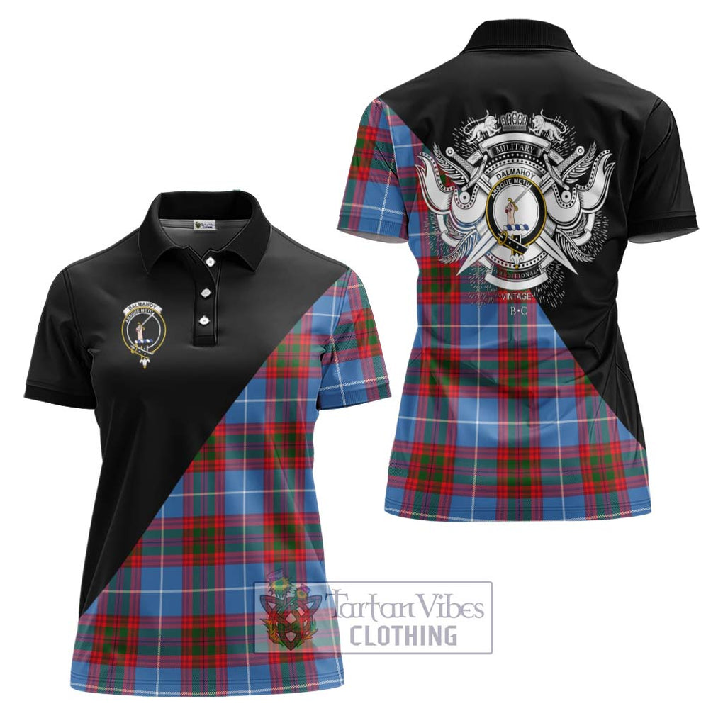 Dalmahoy Tartan Women's Polo Shirt with Family Crest and Military Logo Style Women - Tartanvibesclothing Shop