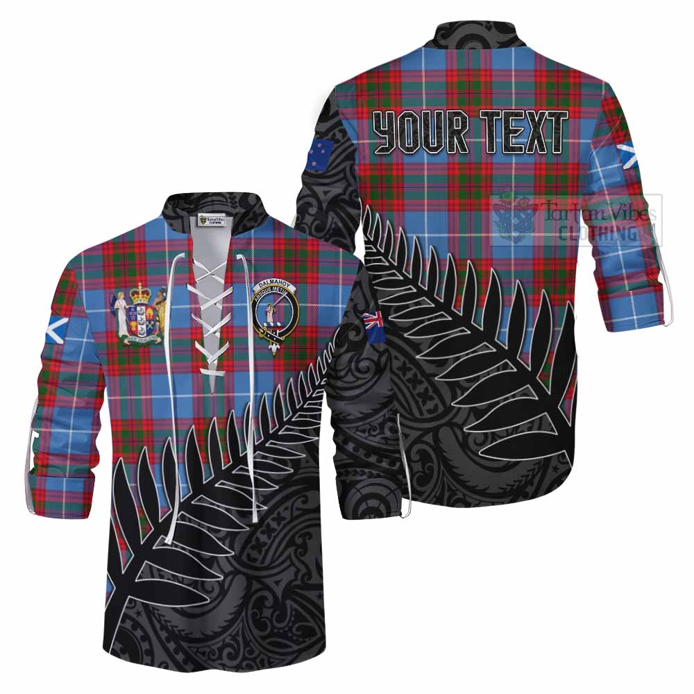 Tartan Vibes Clothing Dalmahoy Crest Tartan Ghillie Kilt Shirt with New Zealand Silver Fern Half Style